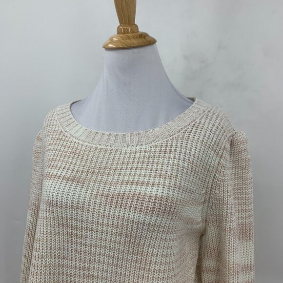 Lulus Always Adoring Sweater Womens S Ivory Space Dye Balloon Sleeve Pullover - Picture 3 of 14